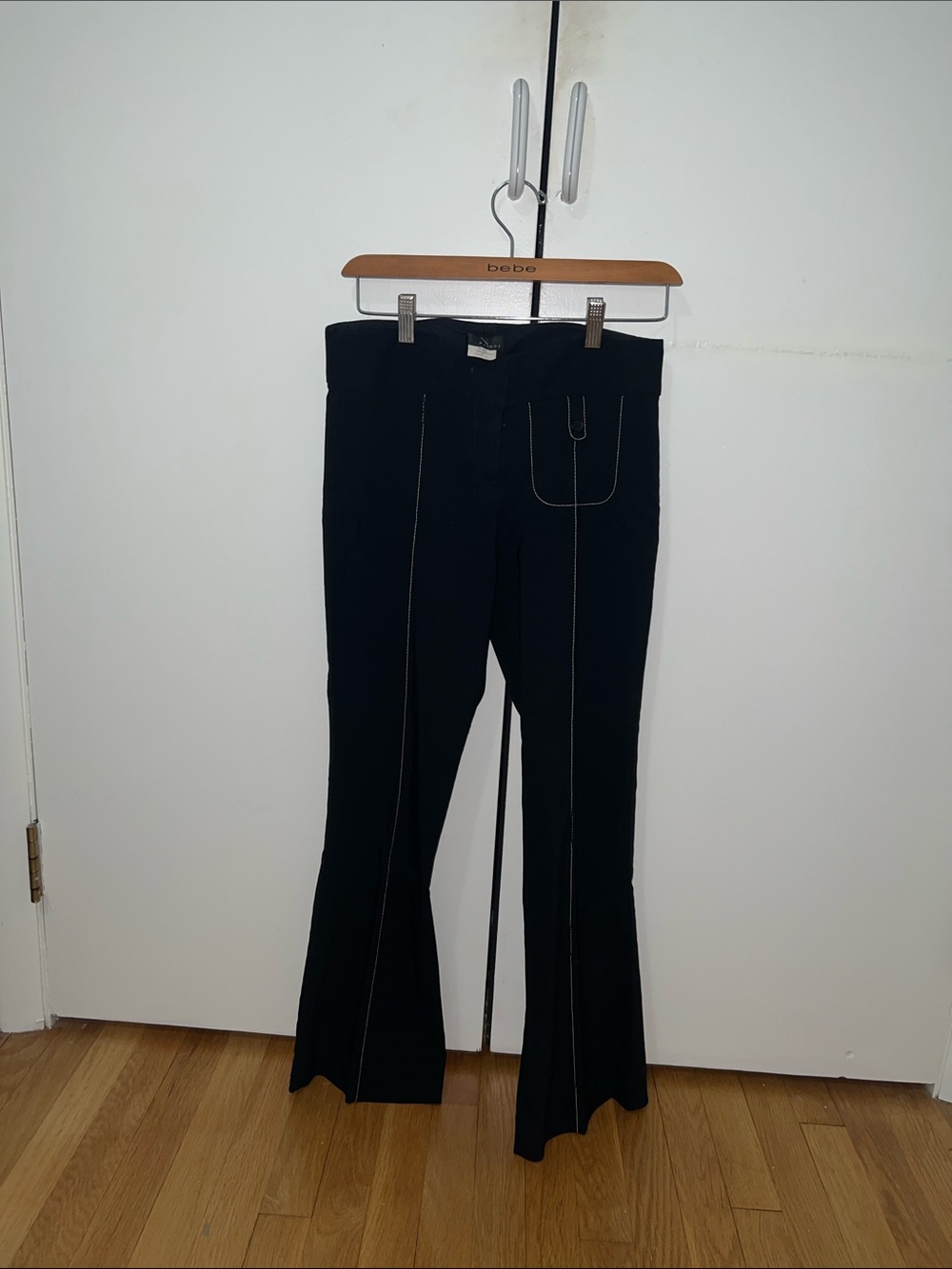 Poleci Black Flare Jeans with Contrast Stitching